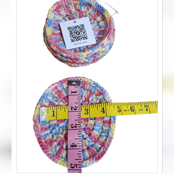 Hand Knit Crochet Easter Bundle Upcycled Eggs 4pc Set Coaster Pastel colors 10pc - Picture 3 of 17